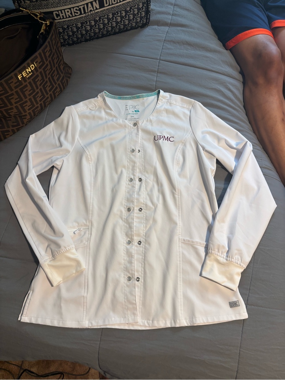 Epic Scrub Jacket with UPMC Embroidery - White